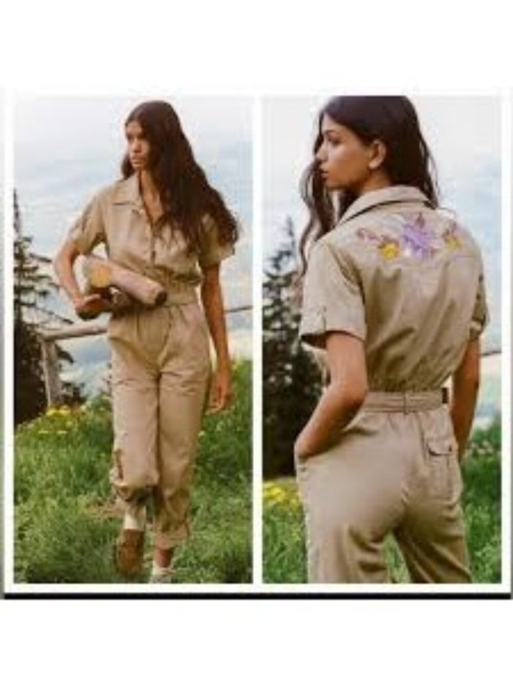 SPELL Foxglove Embroidered Boilersuit Jumpsuit Retro Boho Utility Hippie Women S